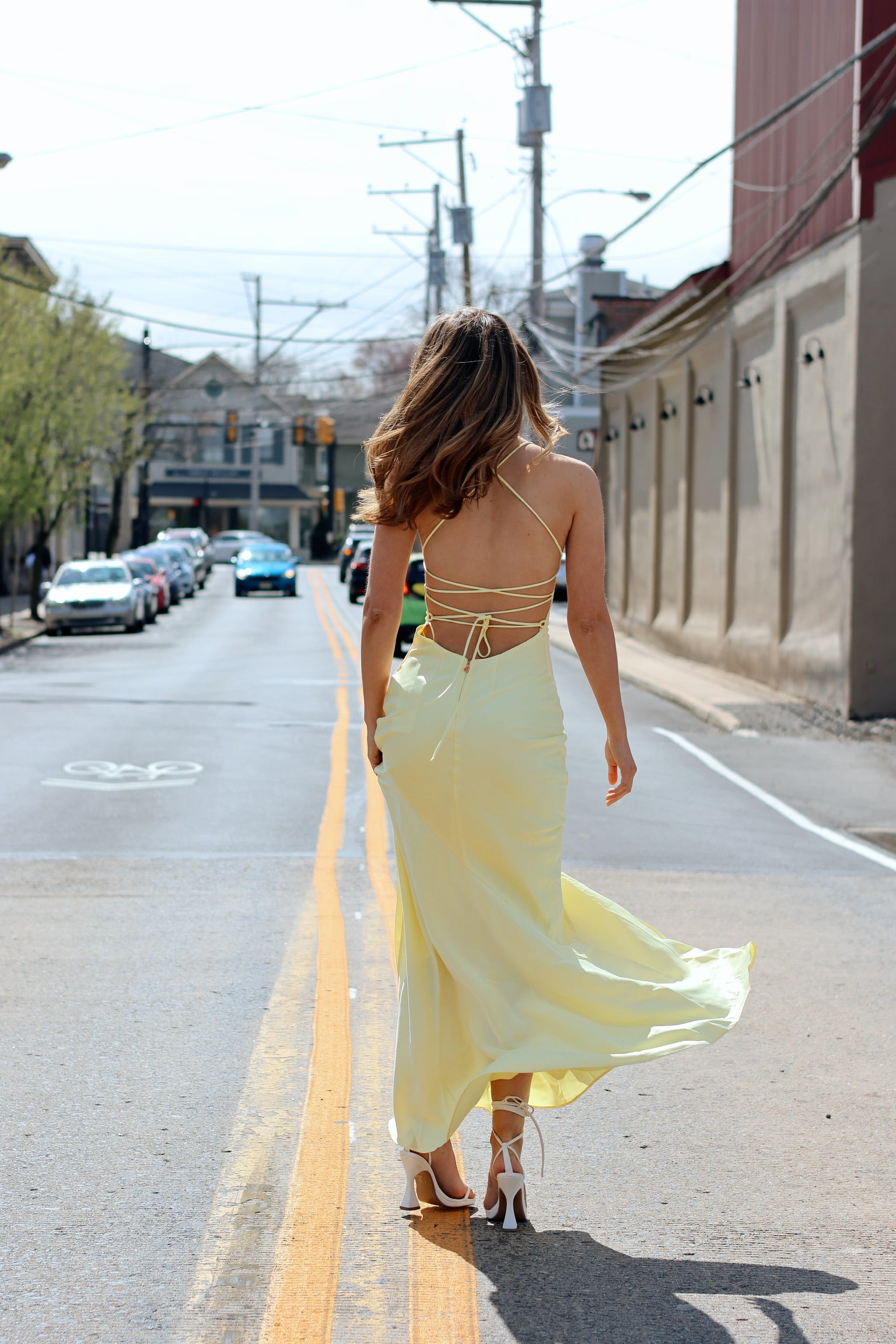 Entice Drape Gown Lemon