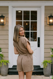 On the Gauze Romper Taupe