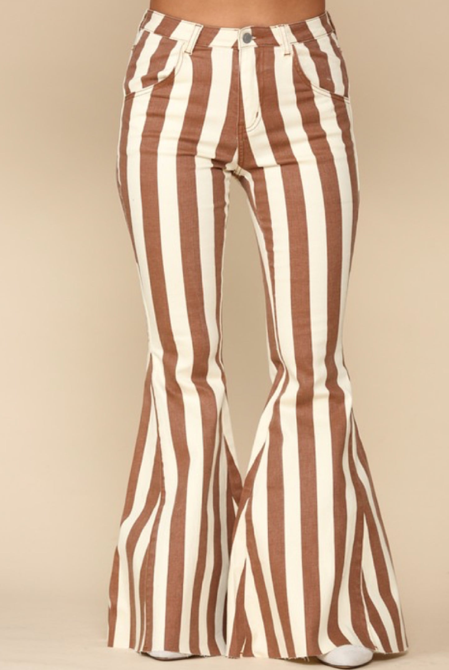Chocolate Stripe Flare Jeans