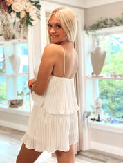 Pleated Playsuit White
