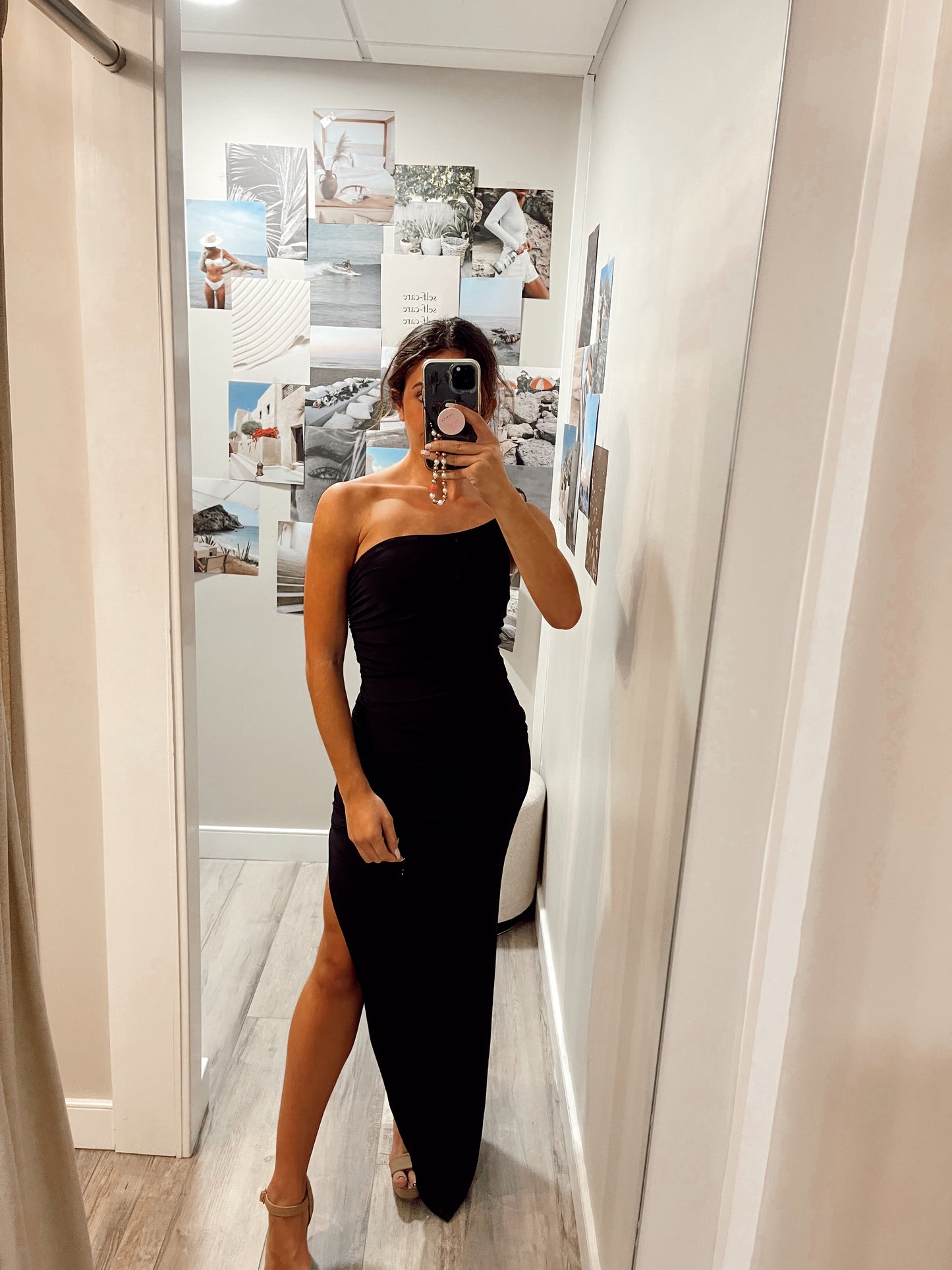 Aria One Shoulder Gown Black