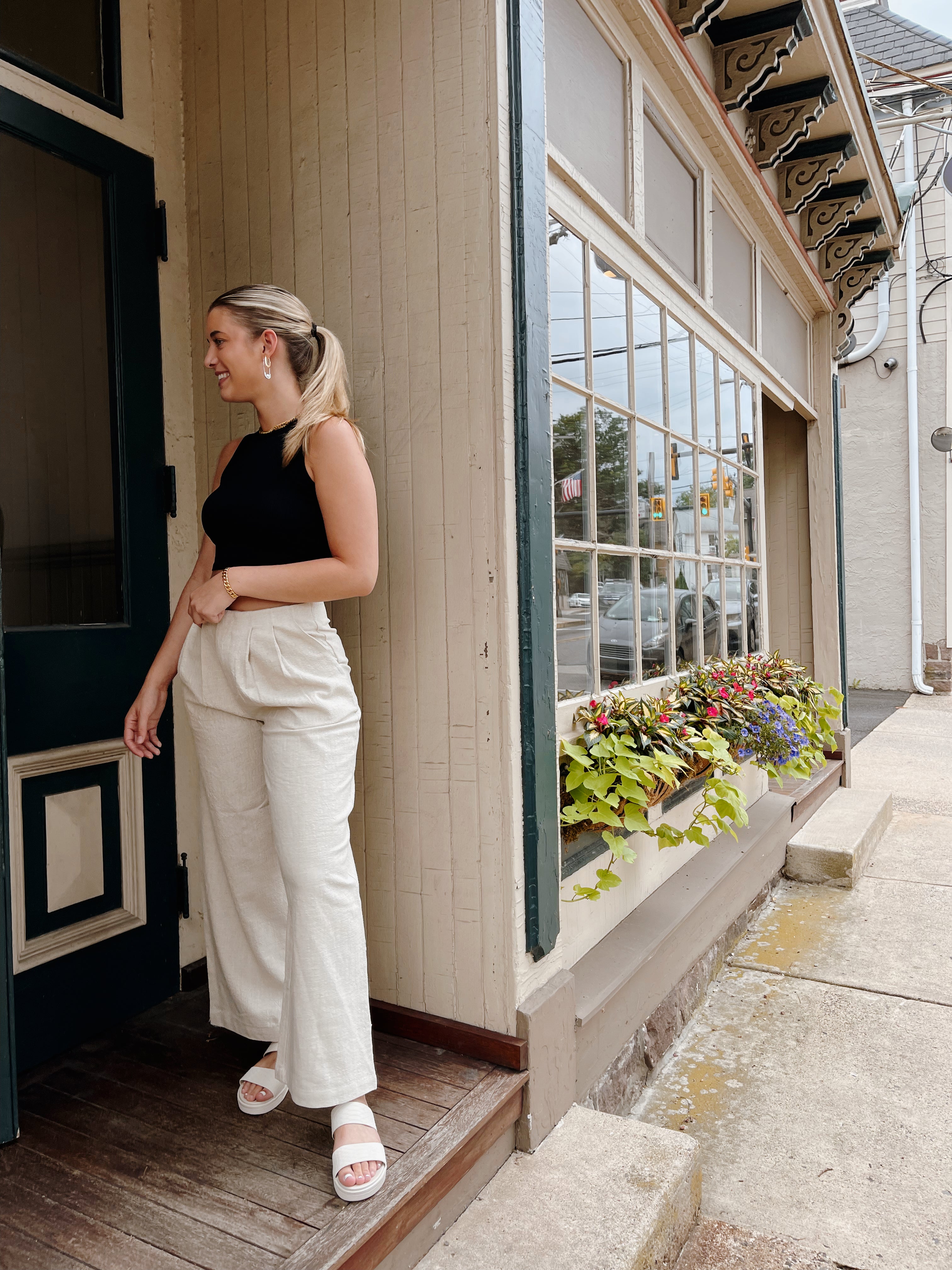 Wide Leg Linen Pants Khaki