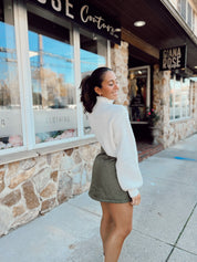 Quilt Playin Mini Skirt Olive