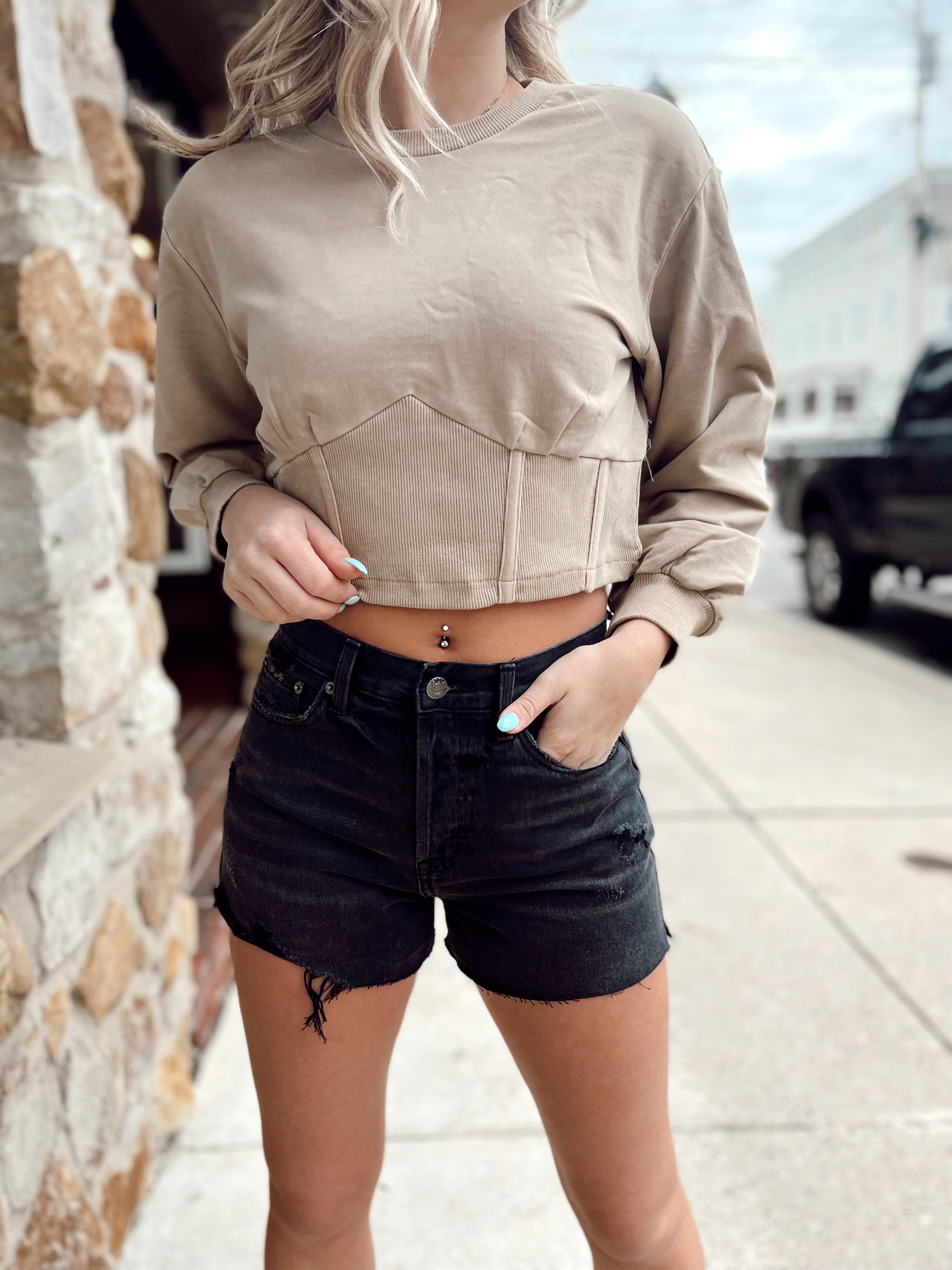 NOVA RELAXED HIGH RISE CUT OFF SHORT - NIGHT HOUR