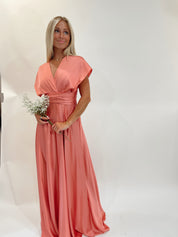 Rose Satin Wrap Dress