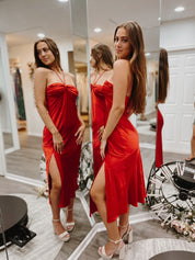 At Last Midi Red Satin