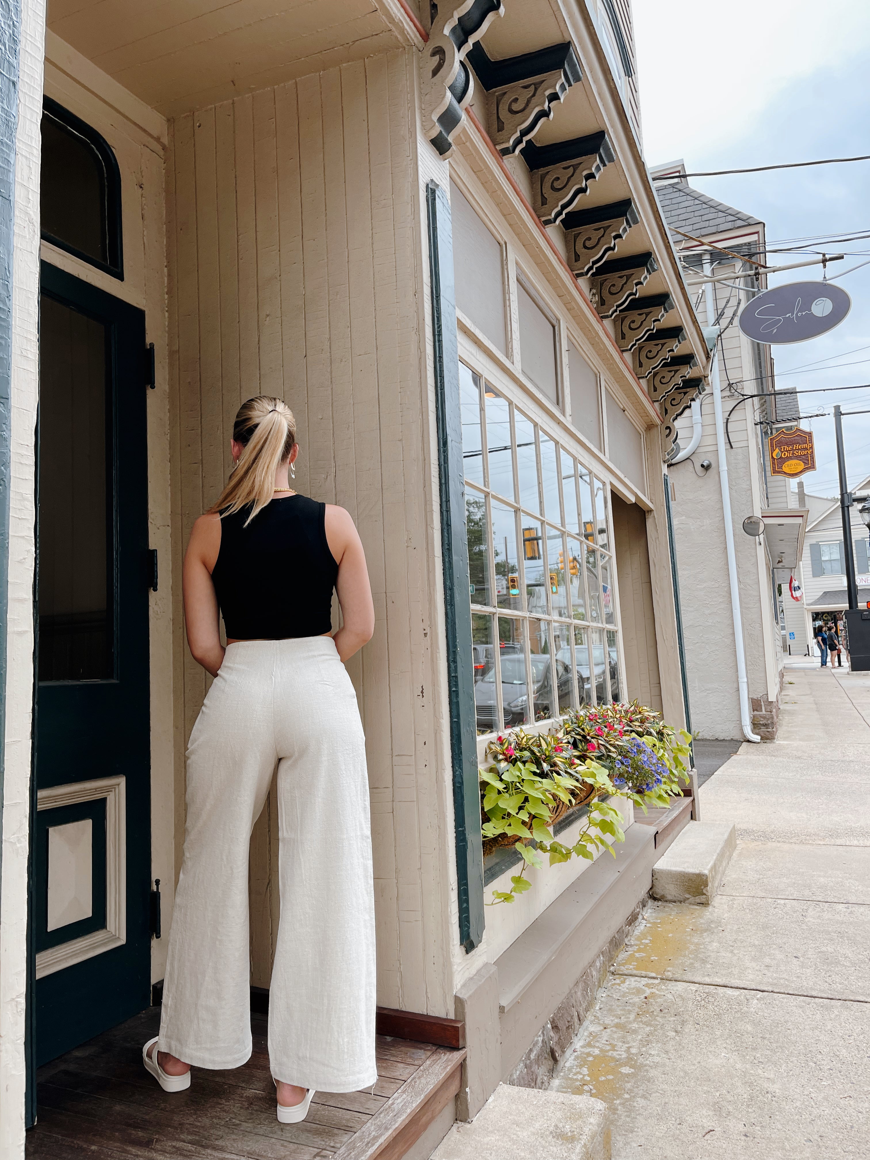 Wide Leg Linen Pants Khaki