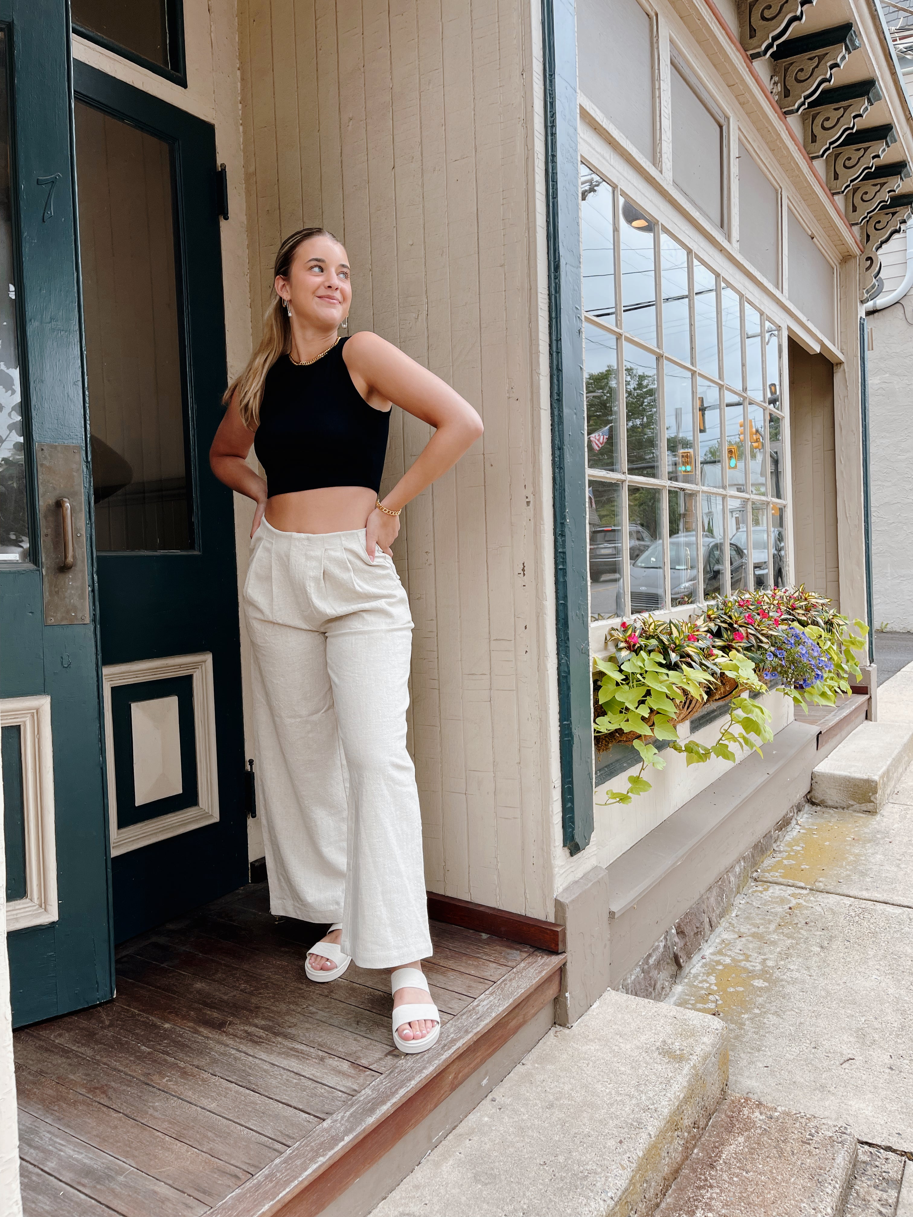 Wide Leg Linen Pants Khaki