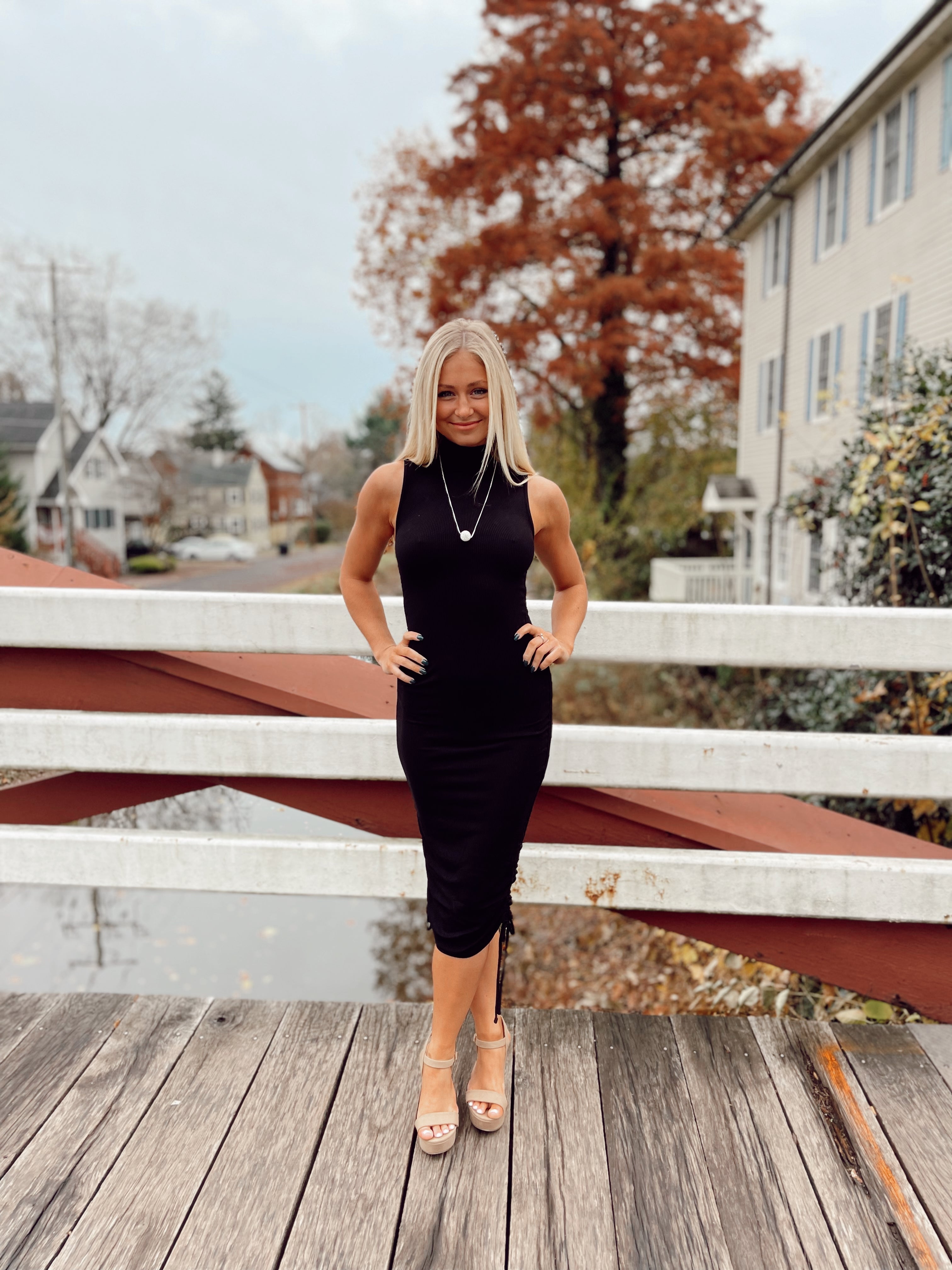 Mock Neck Midi Black