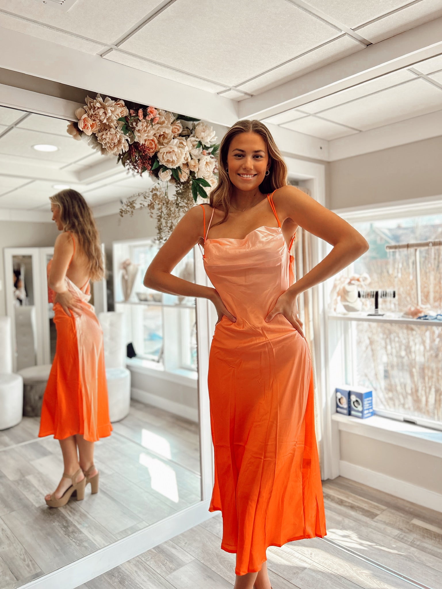 creamsicle orange dress Which creamsicle orange dress are you choosing?! One shoulder or plunging selling fast