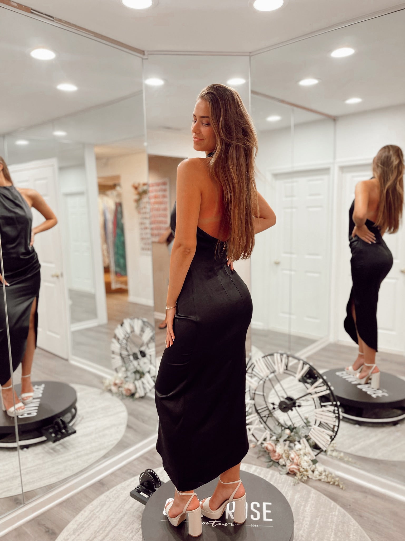 Amelia Halter Gown Black
