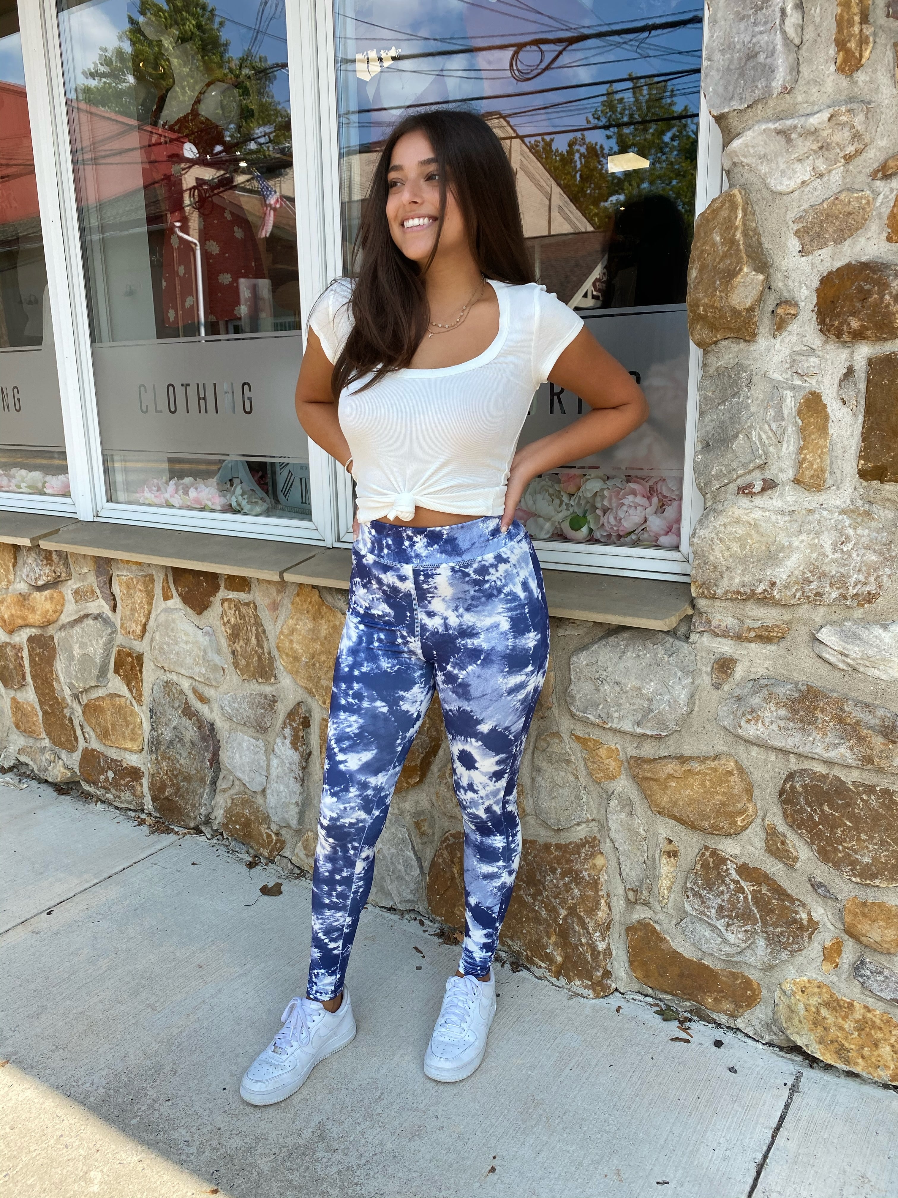 Navy Tie Dye Leggings