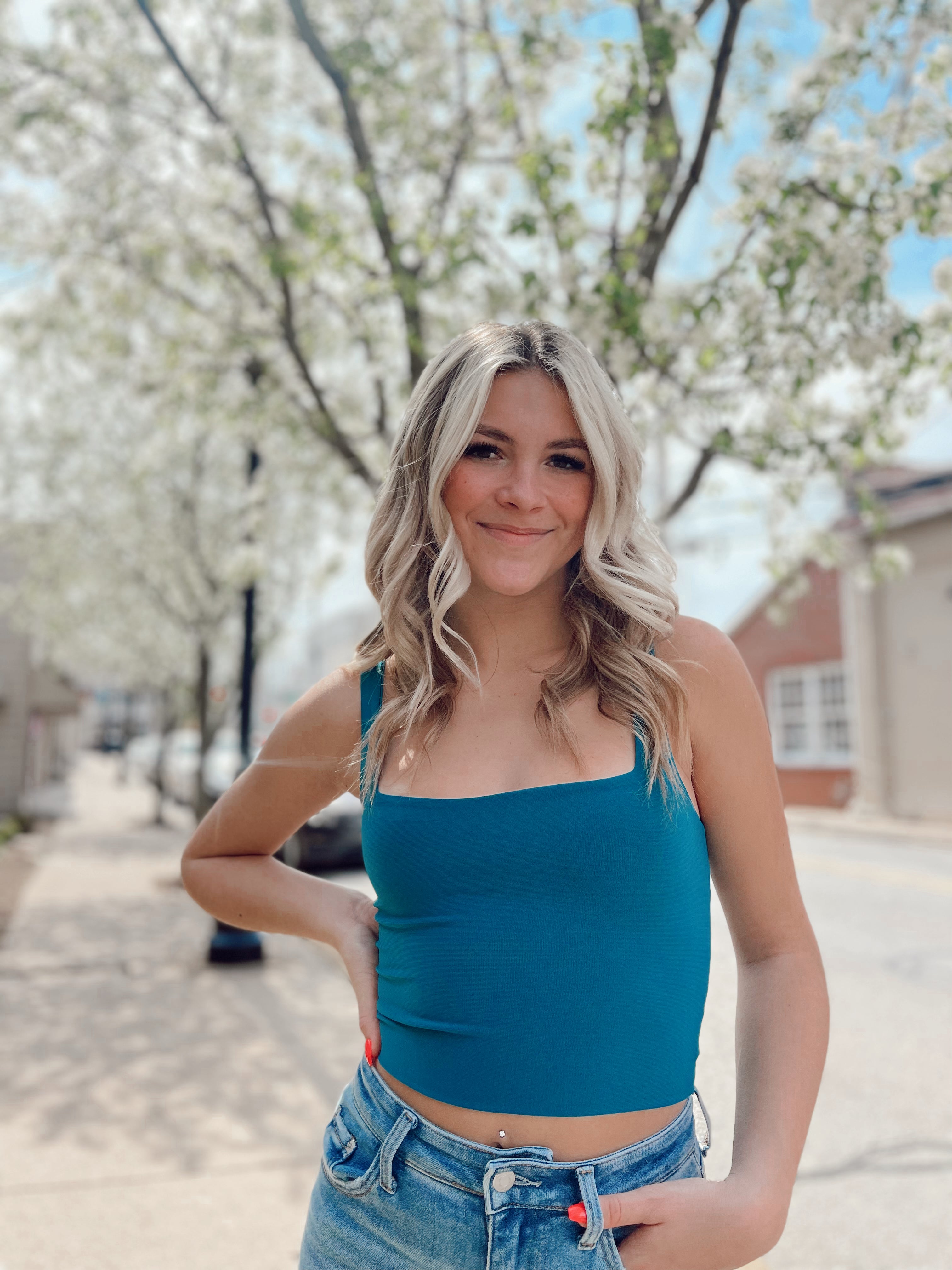 Square Neck Crop Teal