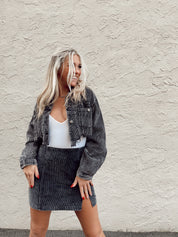 Into You Corduroy Skirt Black