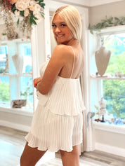 Pleated Playsuit White