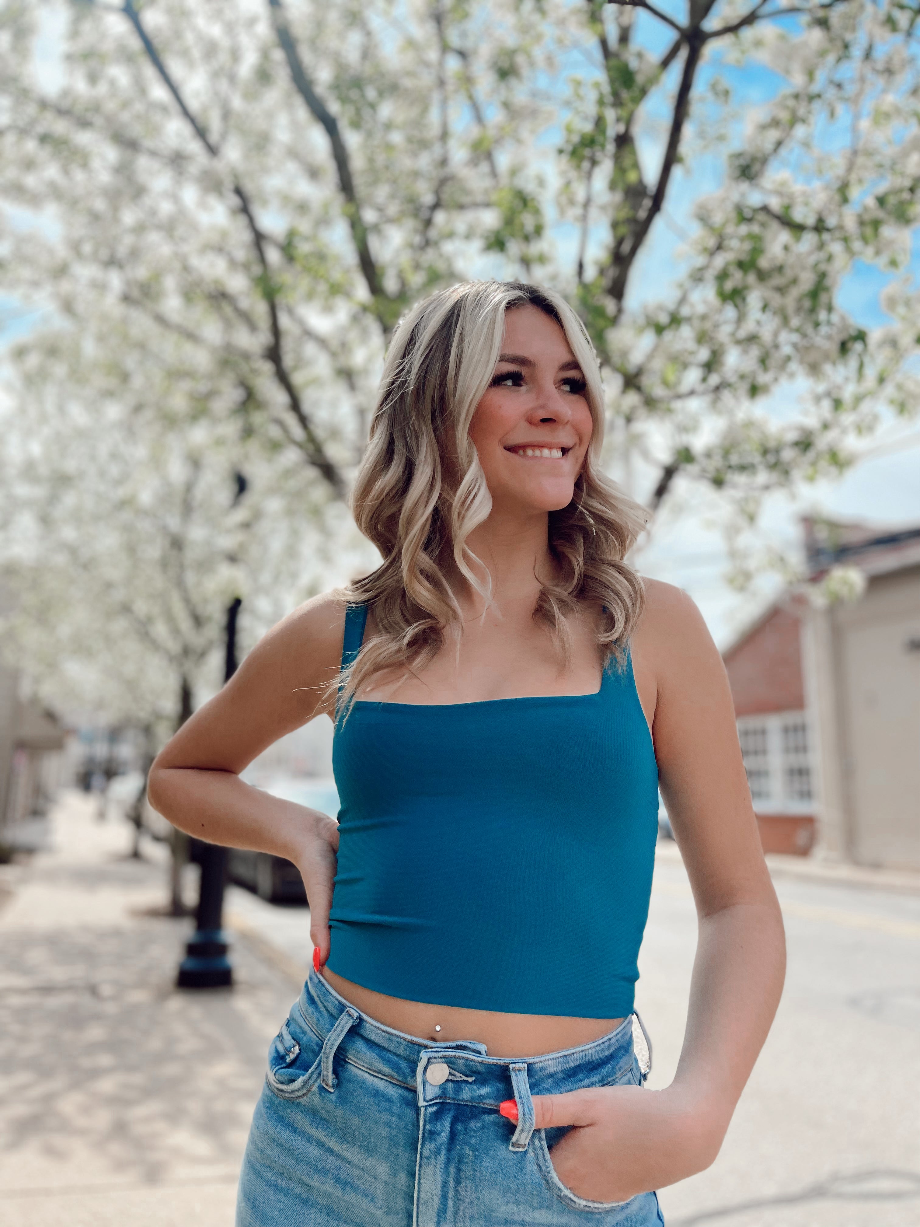Square Neck Crop Teal