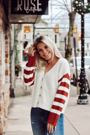 Rust Striped Cardigan