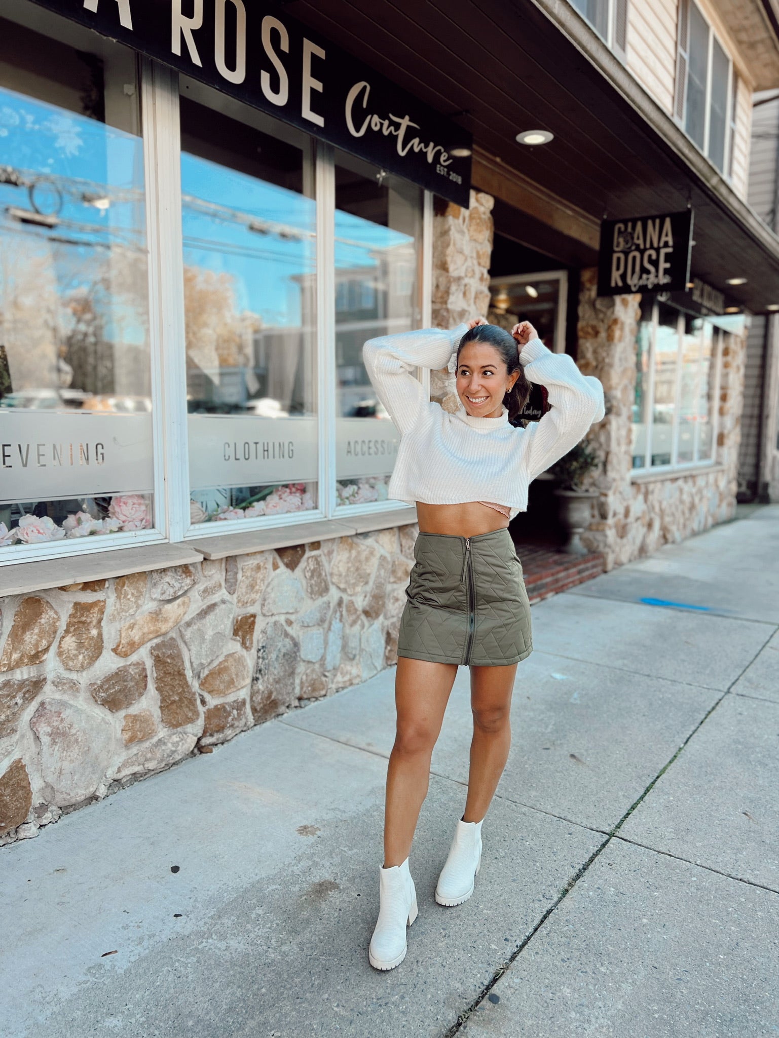 Quilt Playin Mini Skirt Olive