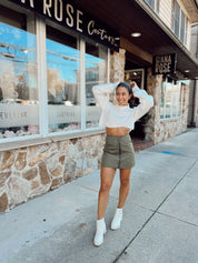 Quilt Playin Mini Skirt Olive