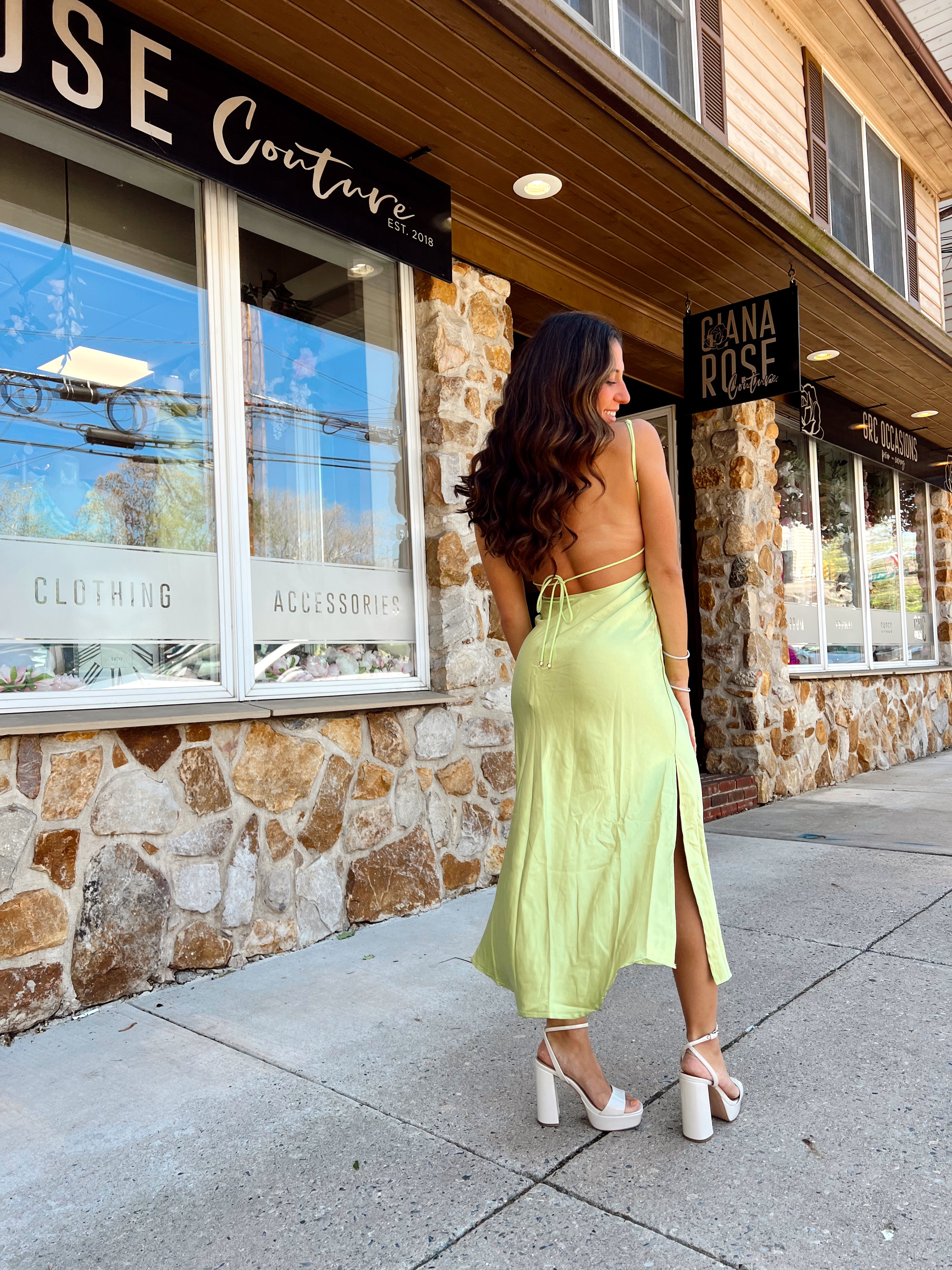 Hudson Satin Midi Apple