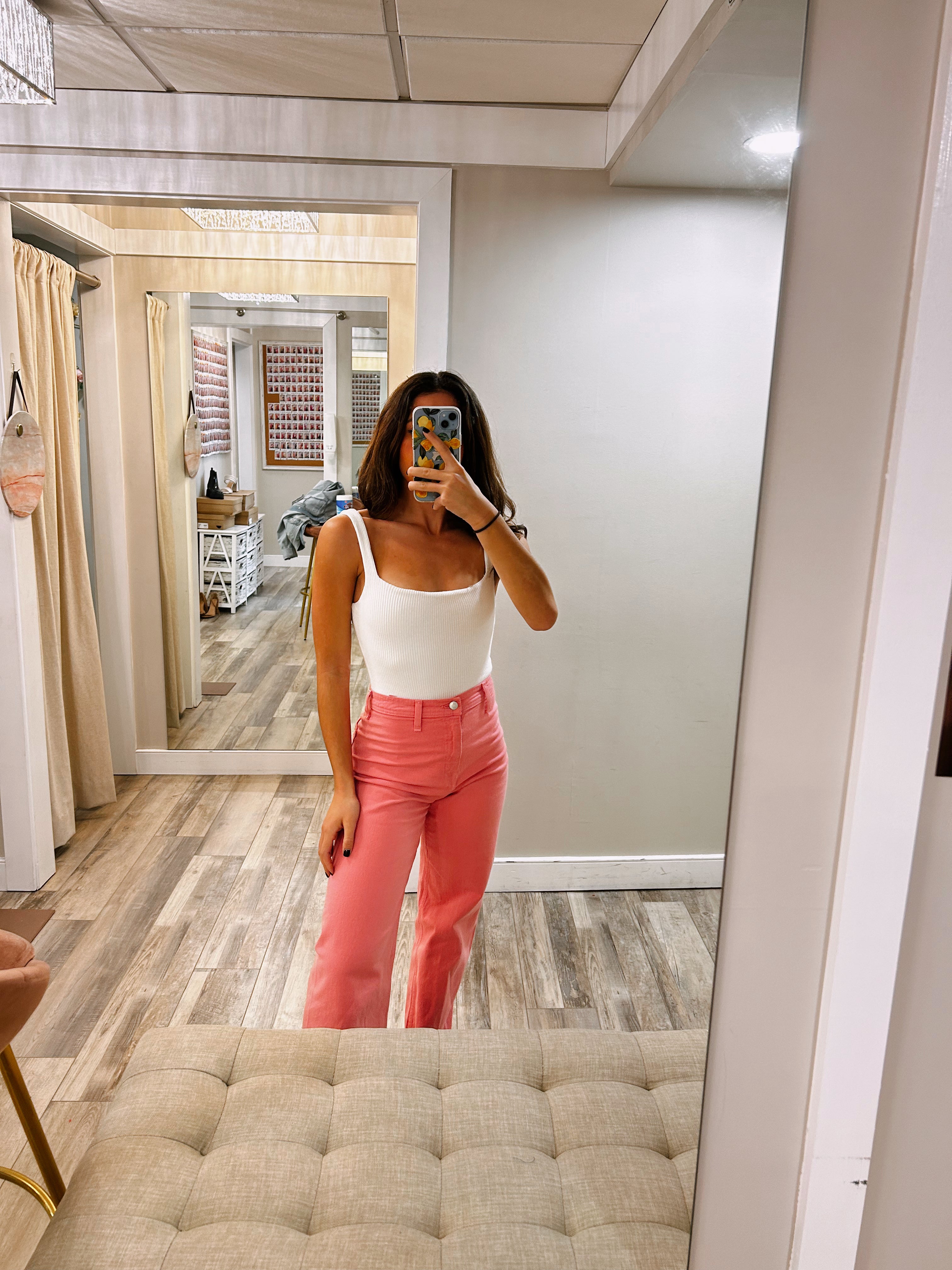Penny High Rise Wide Leg Crop- Flamingo