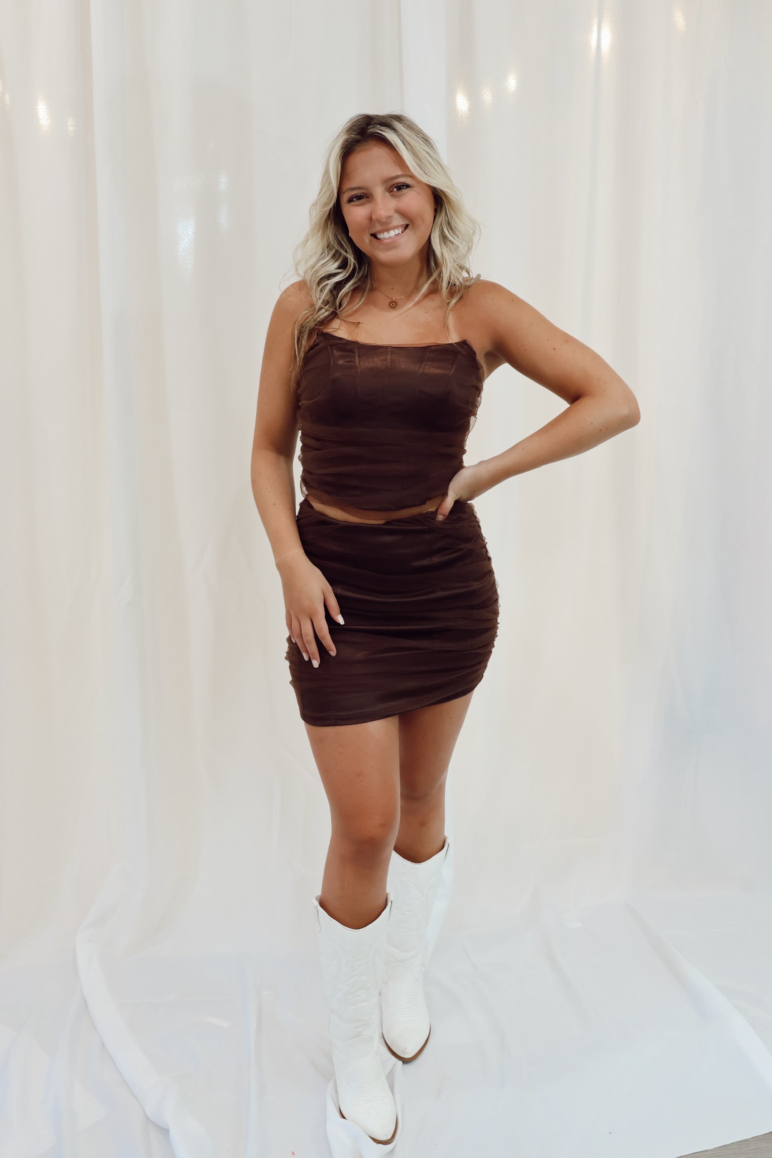 Nadine Mesh Set Cocoa Brown