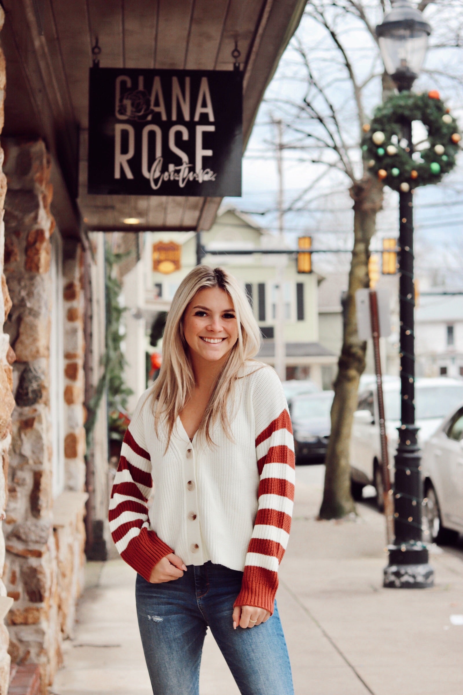 Rust Striped Cardigan