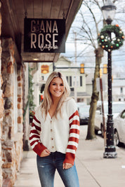 Rust Striped Cardigan