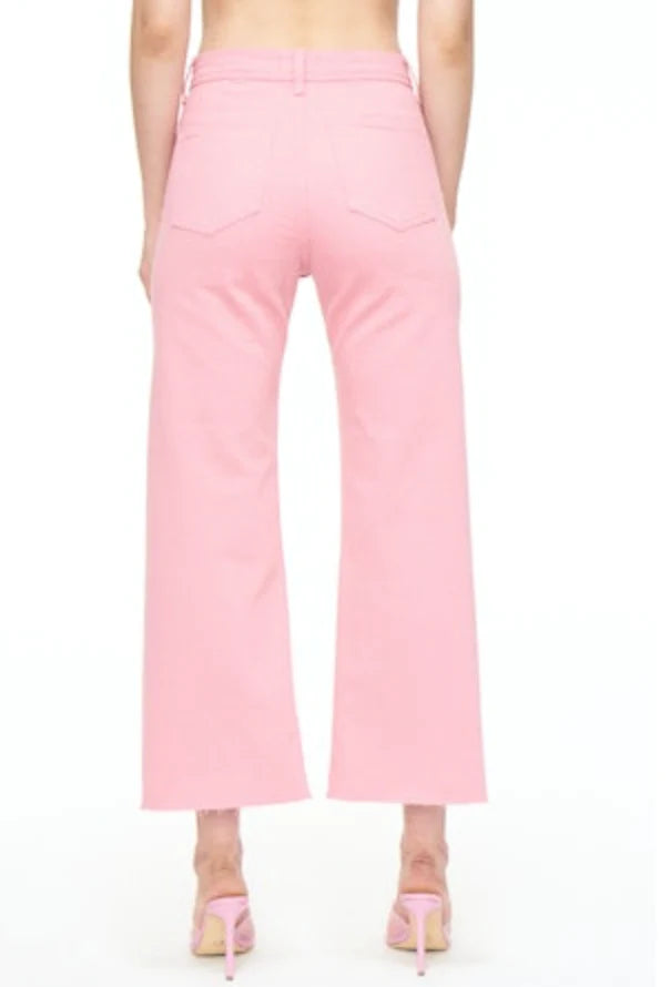 Penny High Rise Wide Leg Crop- Flamingo