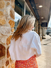 White Cropped Distress Jacket