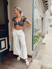 Wide Leg Linen Pants White