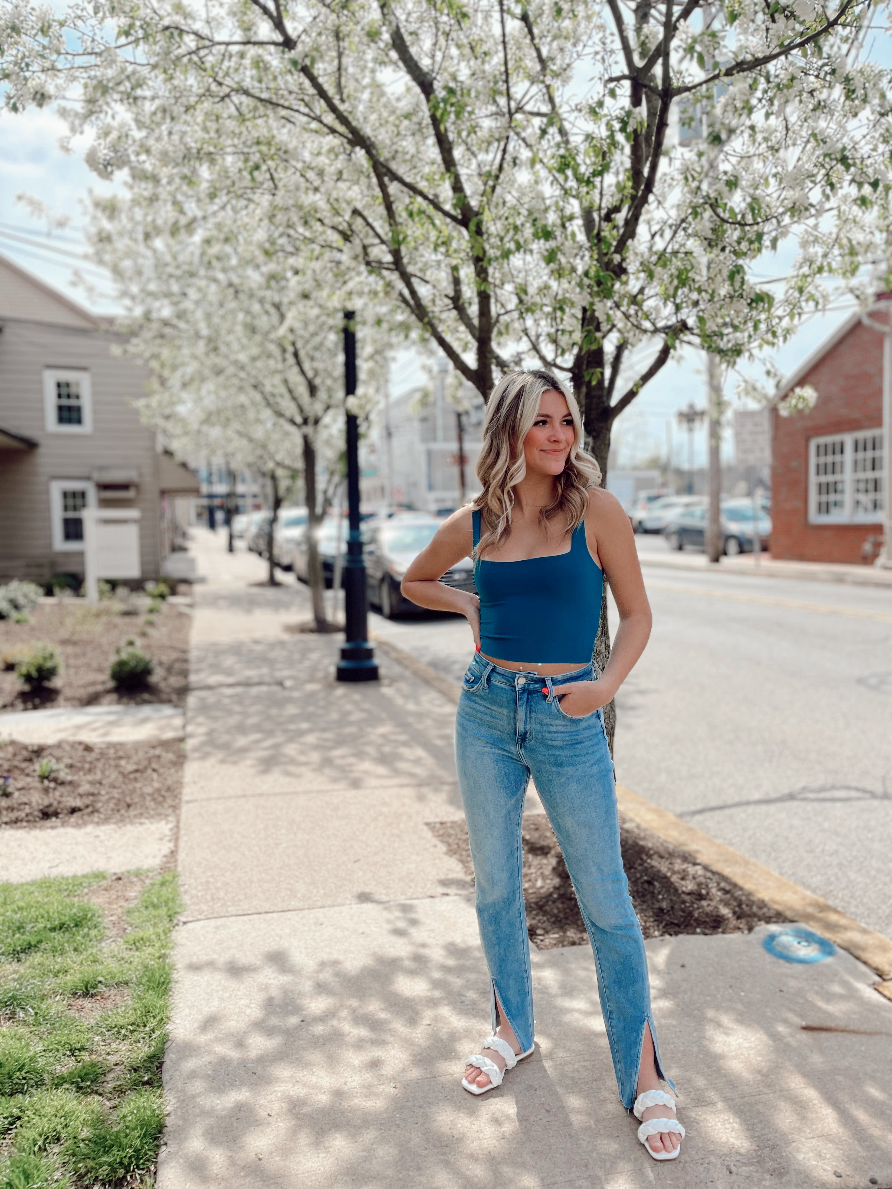 Square Neck Crop Teal