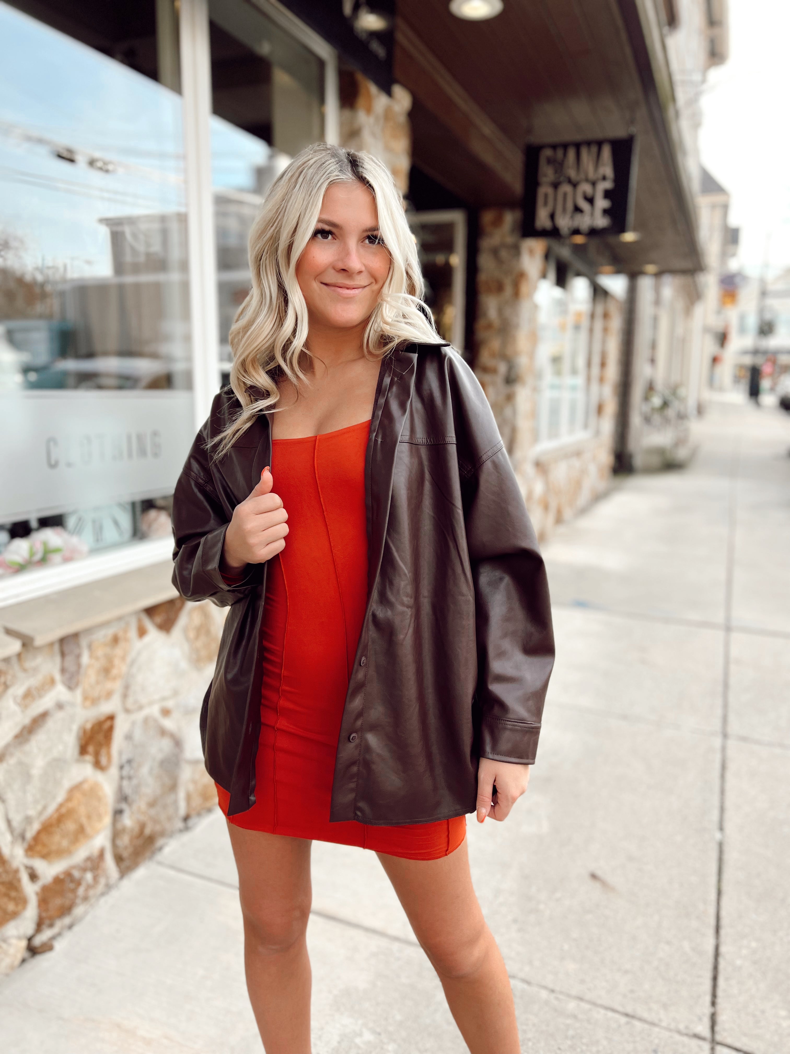 Nellie Suede Dress Rust