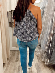 Paisley Print Top Navy