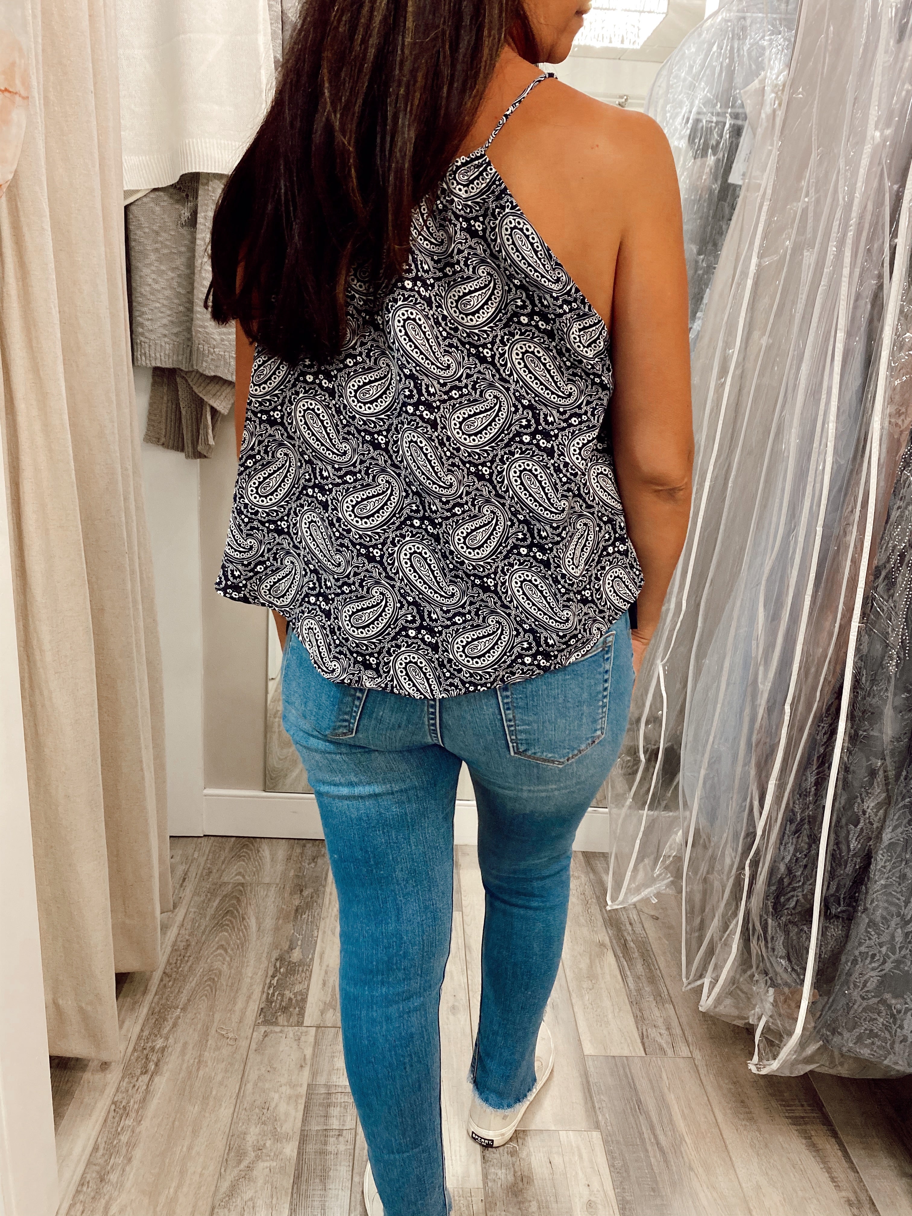 Paisley Print Top Navy