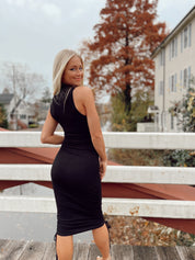 Mock Neck Midi Black
