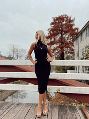 Mock Neck Midi Black