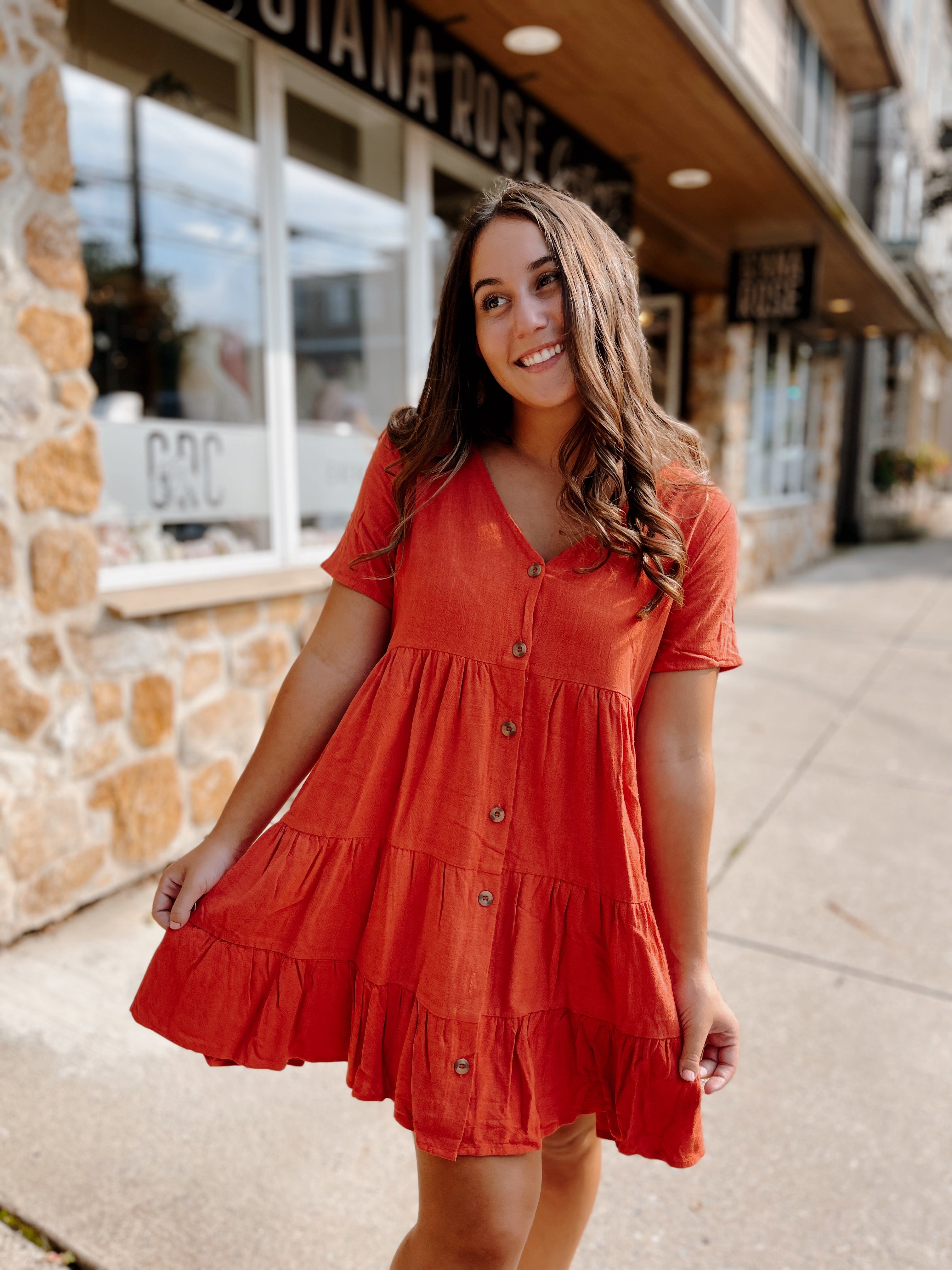 Just My Type Dress Rust