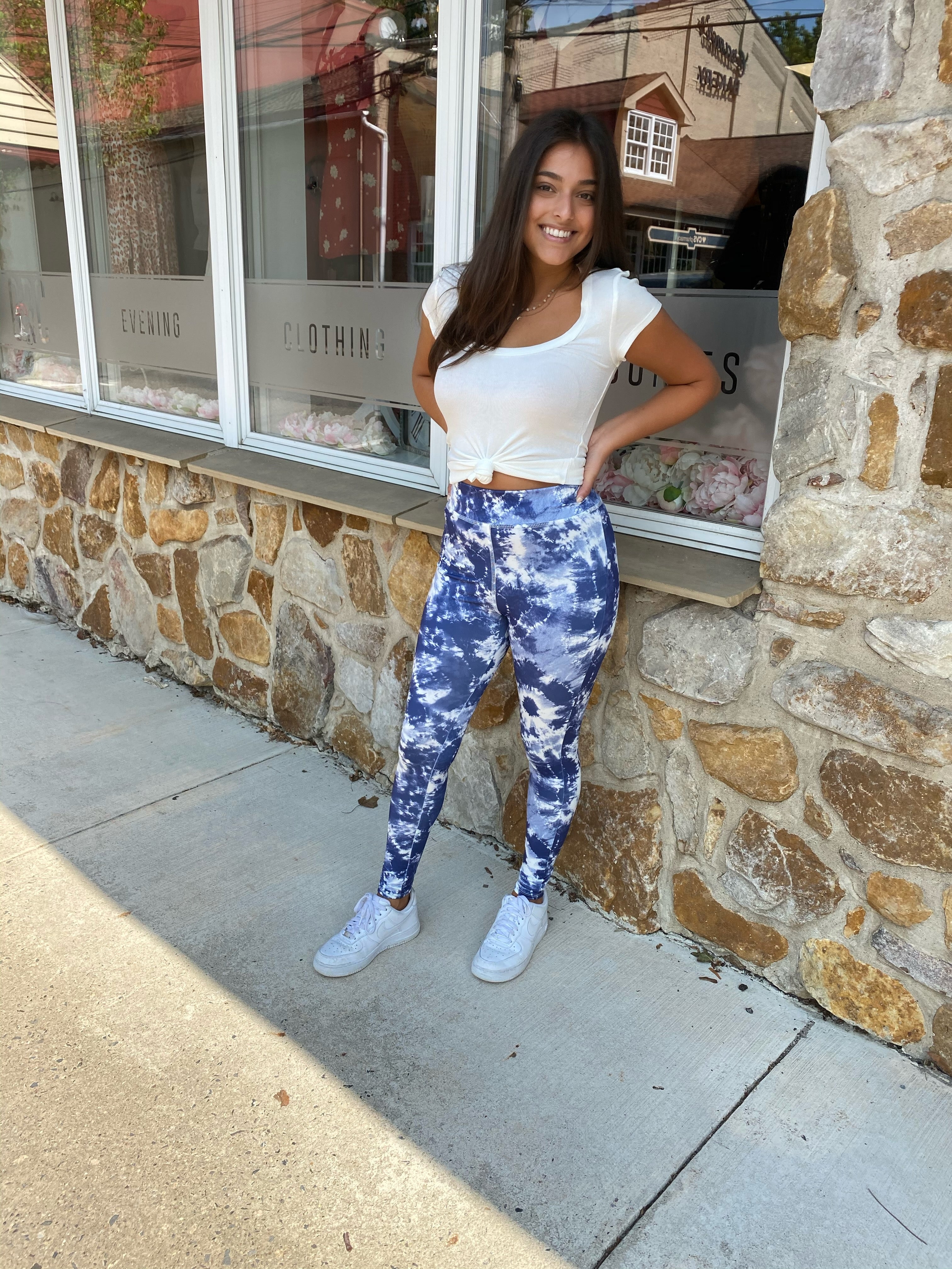 Navy Tie Dye Leggings