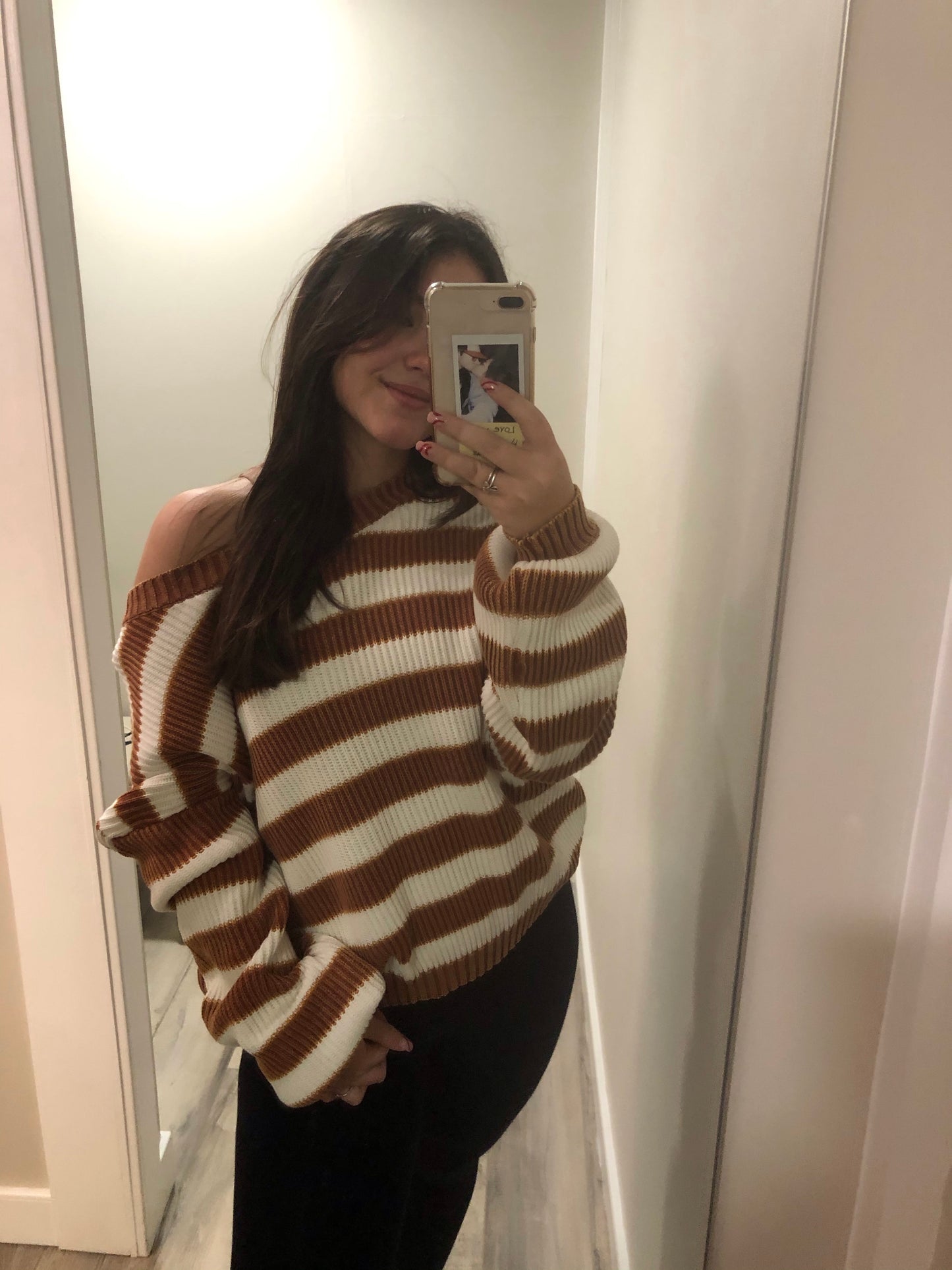 Rust Cream Striped Sweater