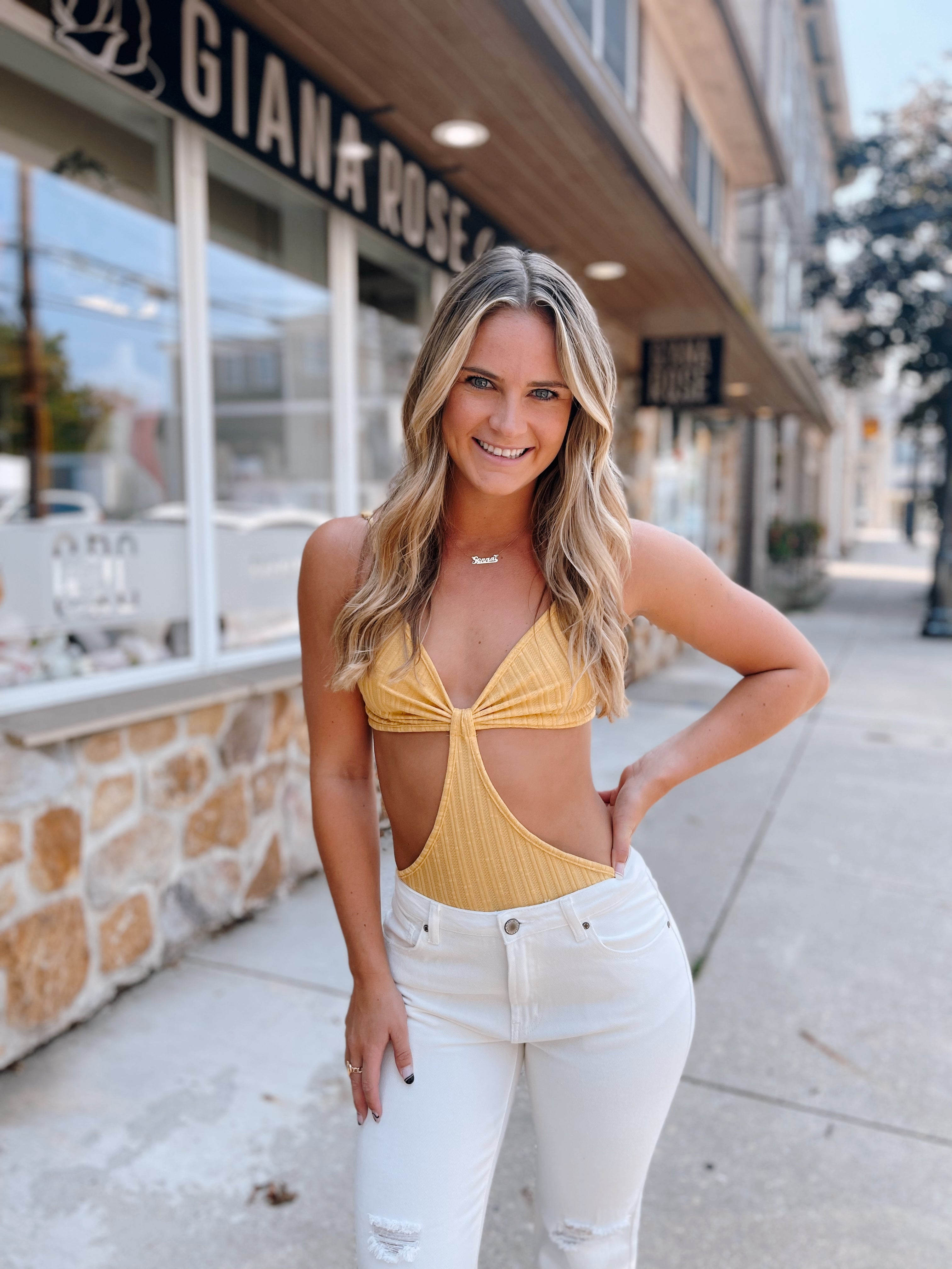 Cut it Out Bodysuit Yellow
