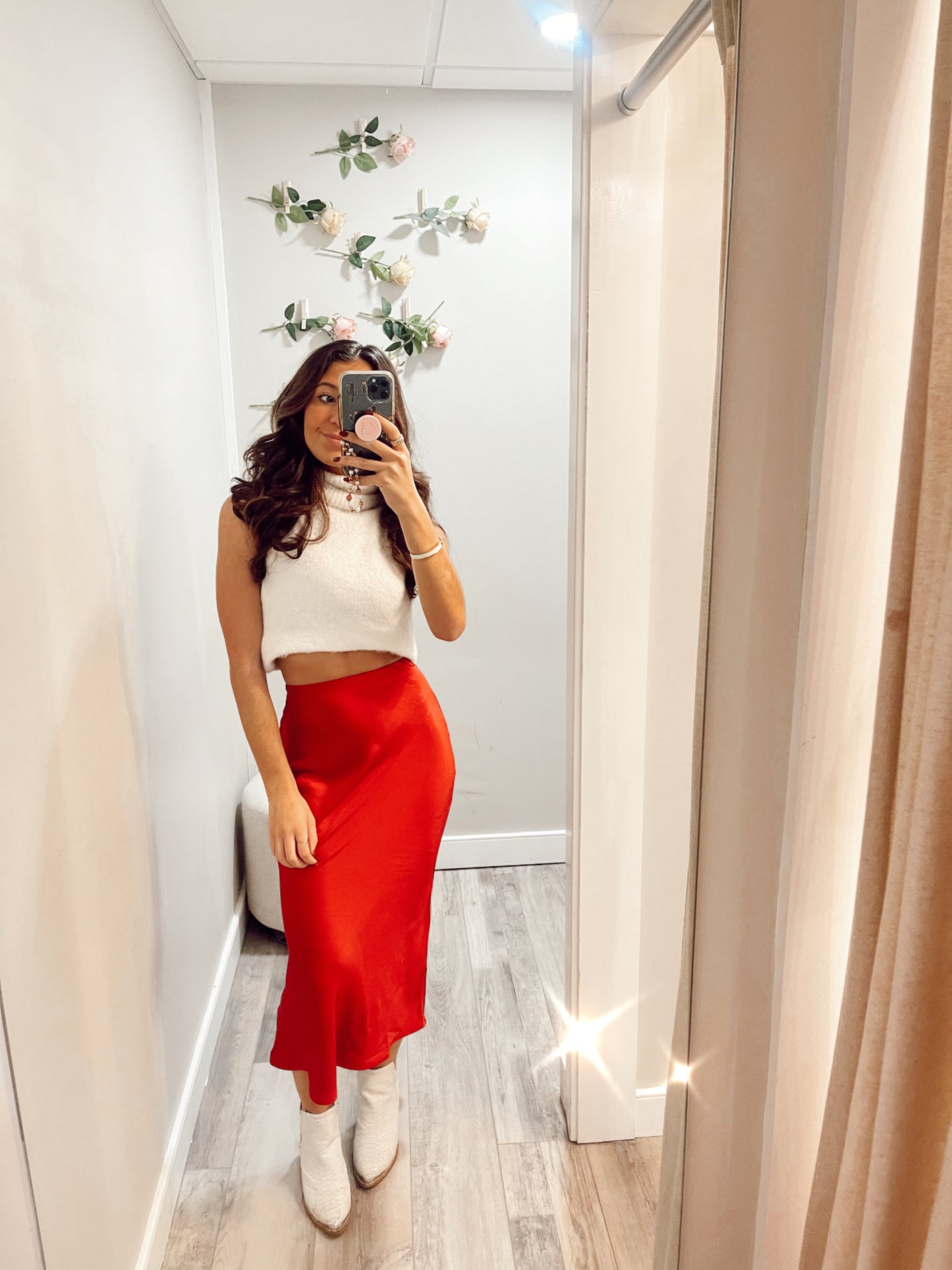 Deep Red Midi Skirt – Giana Couture