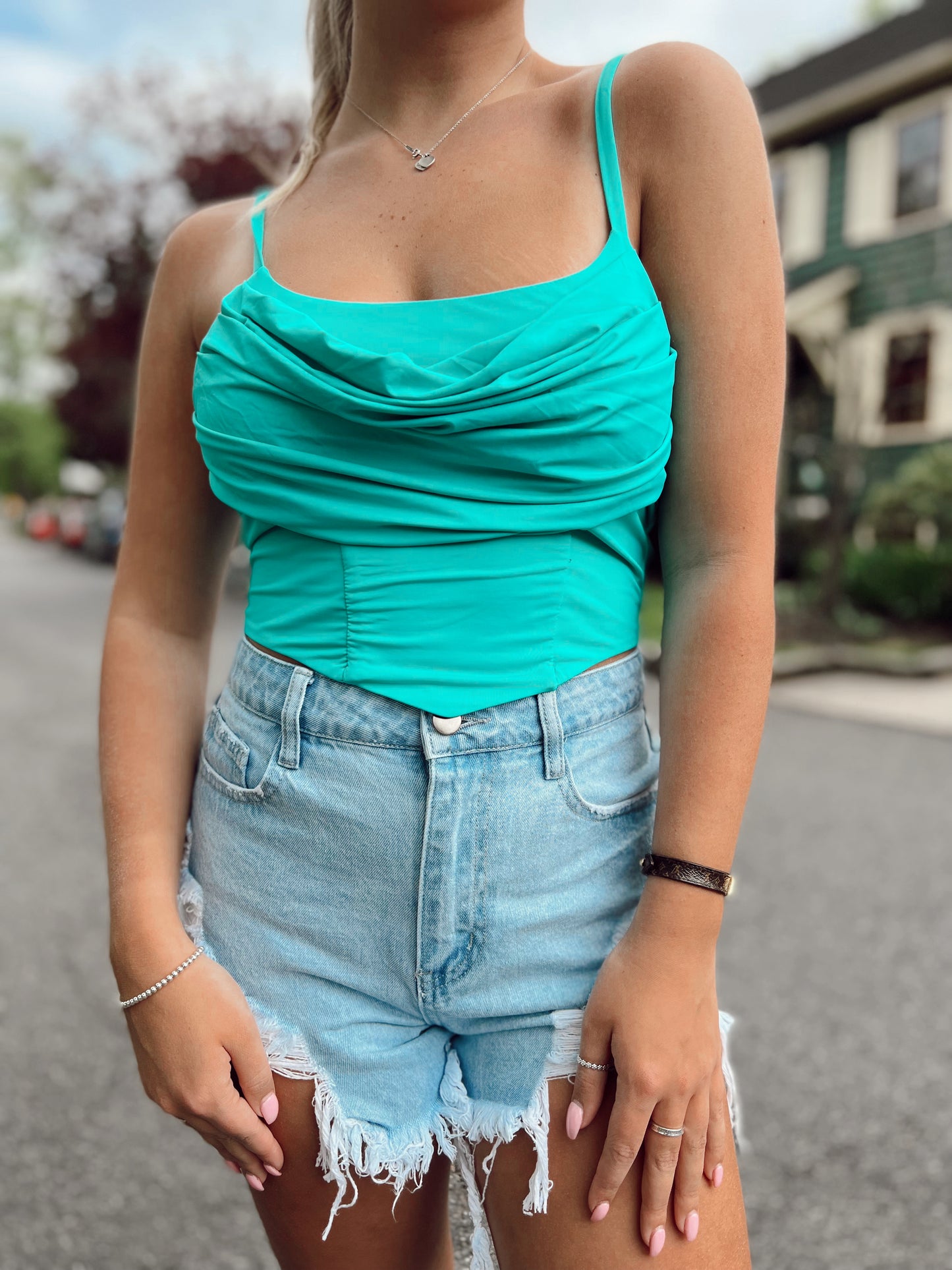 Soft and Snatched Top Teal