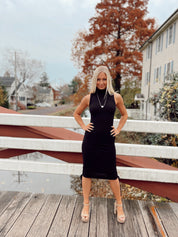 Mock Neck Midi Black