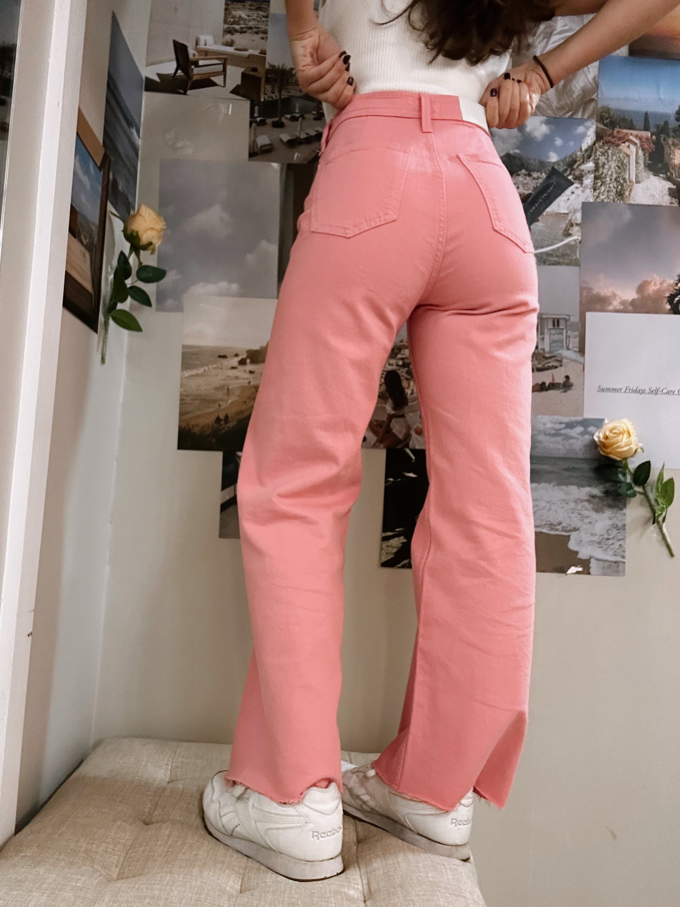 Penny High Rise Wide Leg Crop- Flamingo