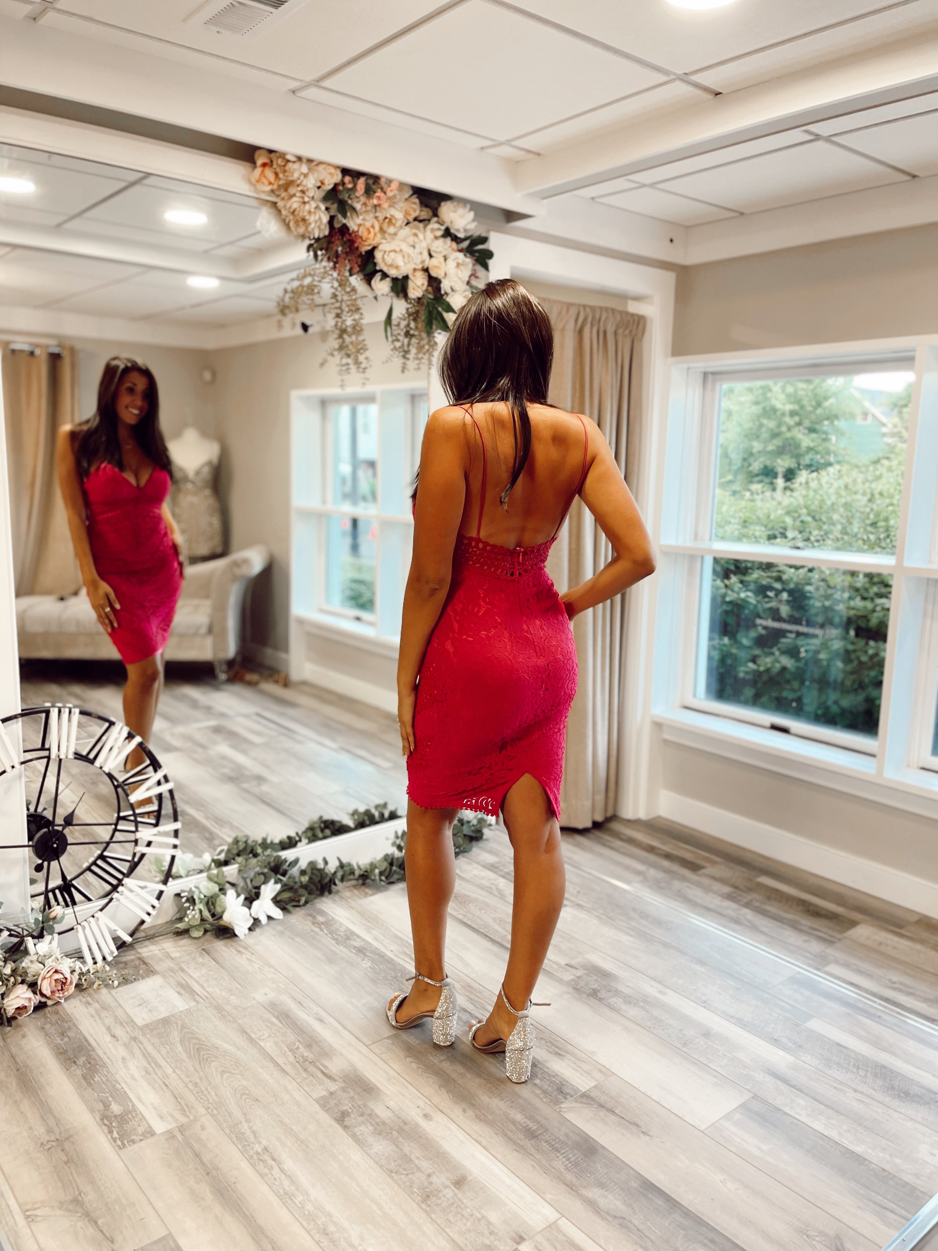 Magenta Lace Midi