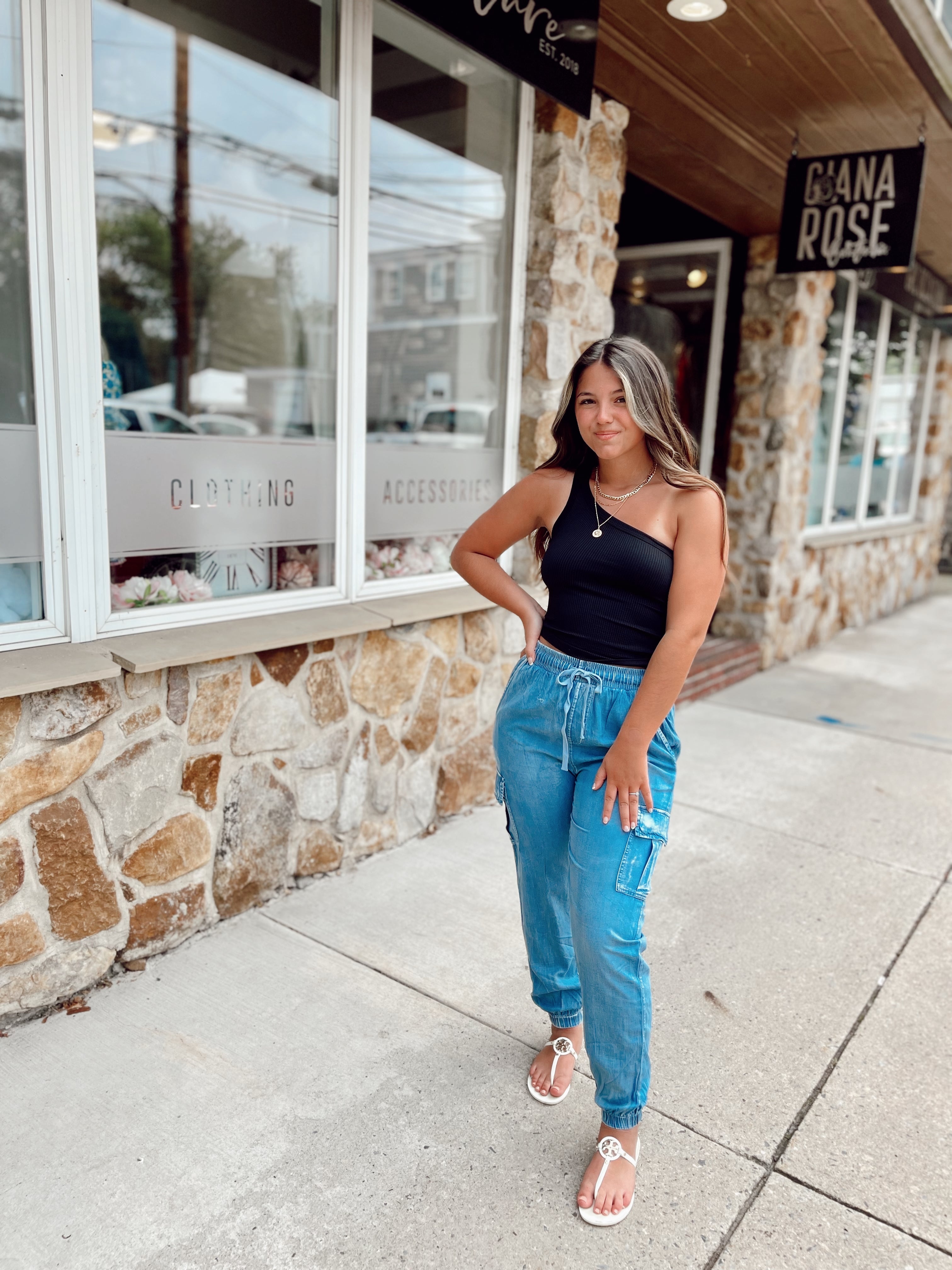 Chambray Joggers Light Blue