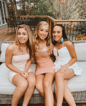 Avery Foil Bandage Dress Rose Gold