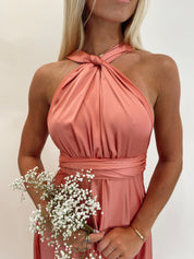 Rose Satin Wrap Dress