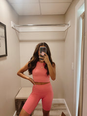 Chevron Ribbed Bike Shorts Bubble Gum